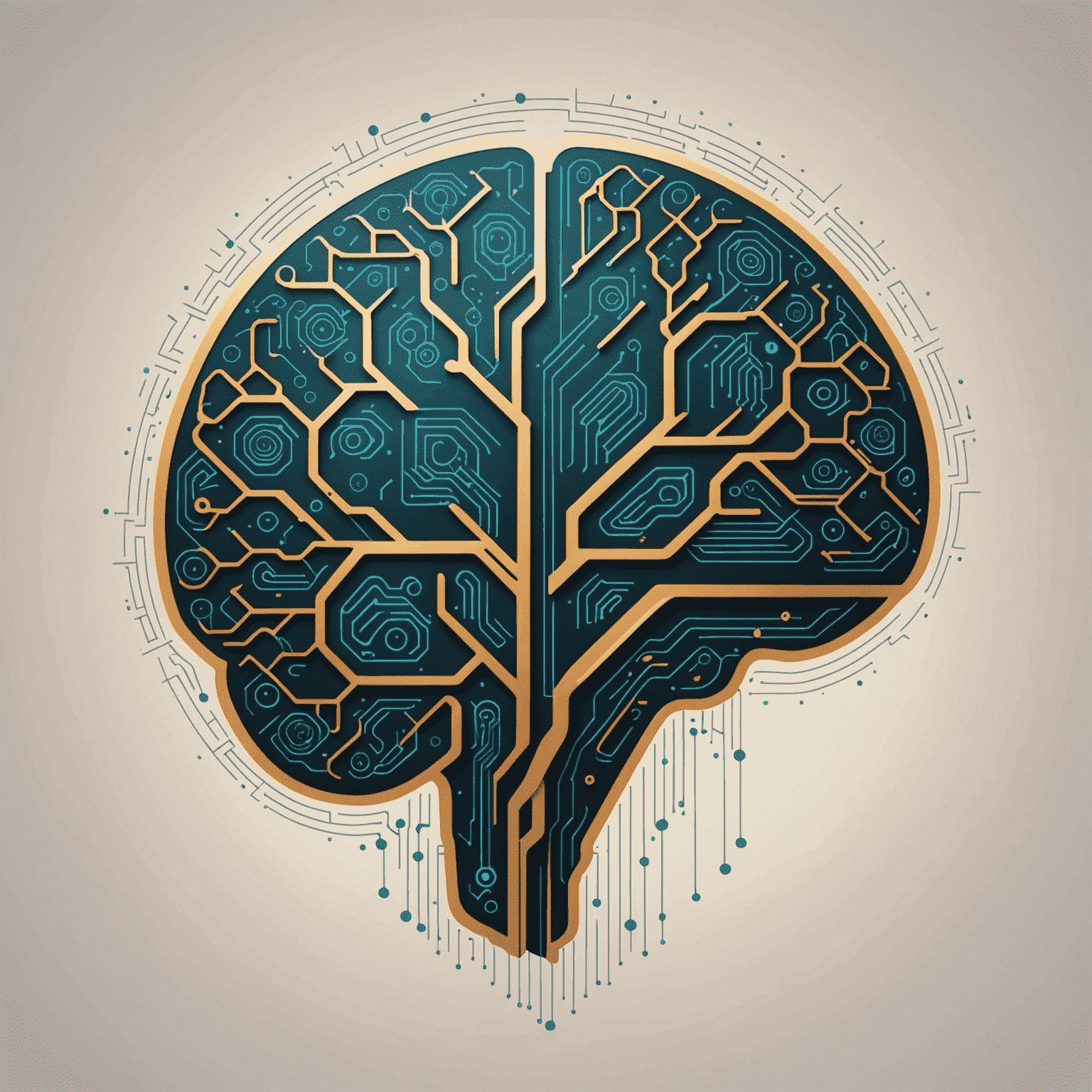 AI Consultancy logo featuring a stylized brain with circuit patterns