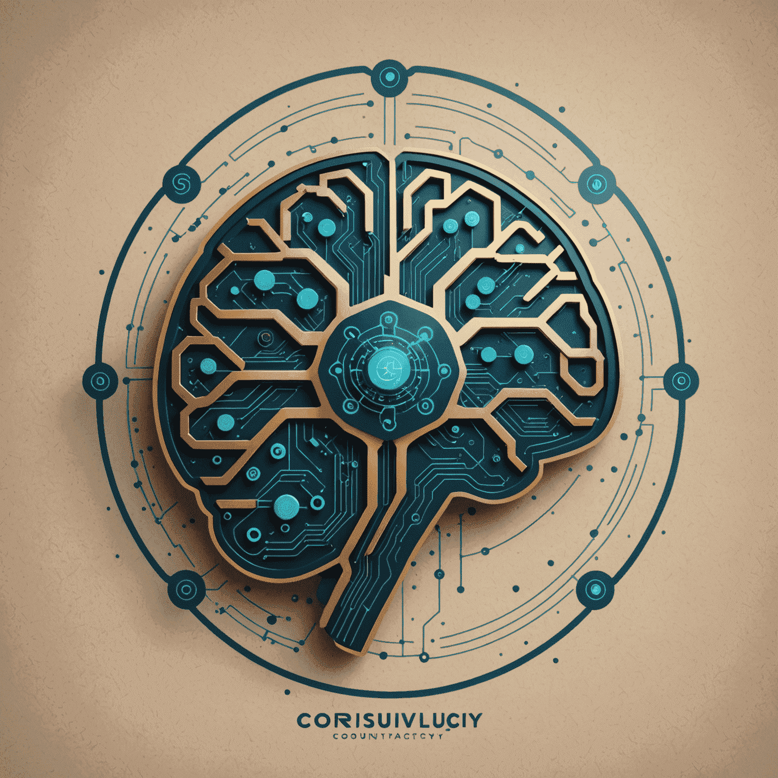 AI Consultancy logo featuring a stylized brain with circuit patterns