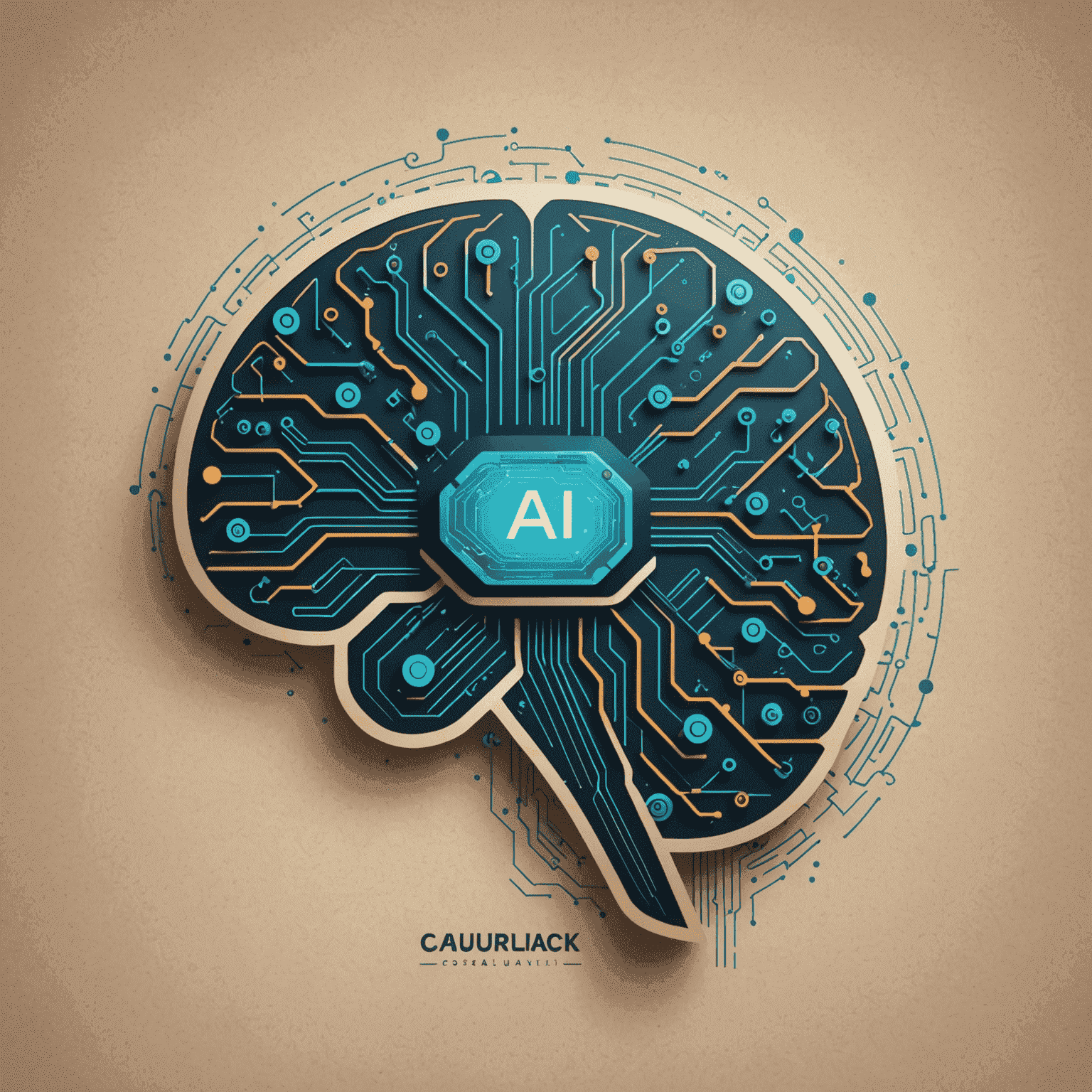 AI Consultancy logo featuring a stylized brain with circuit patterns